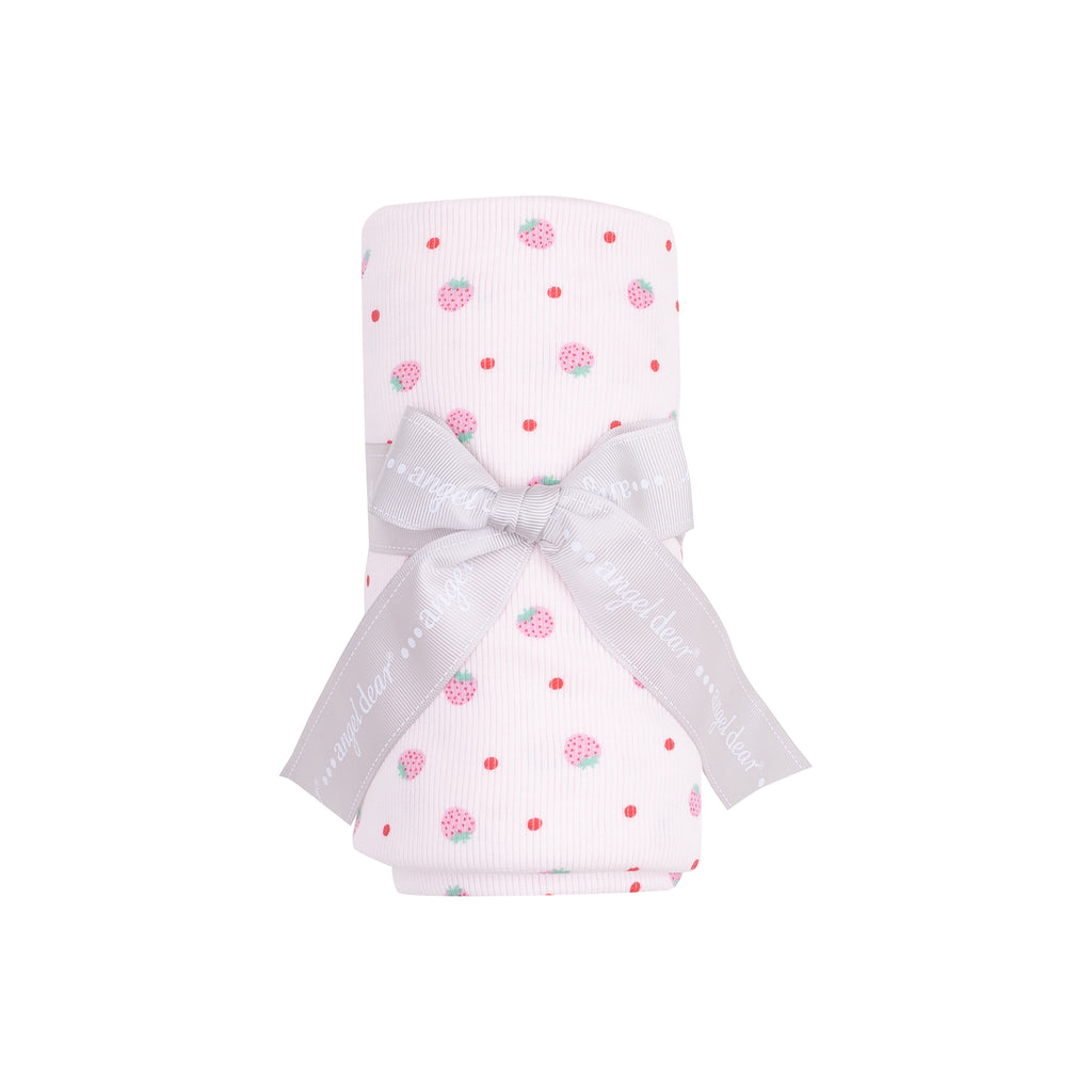 Strawberry Swiss Dot Swaddle Blanket