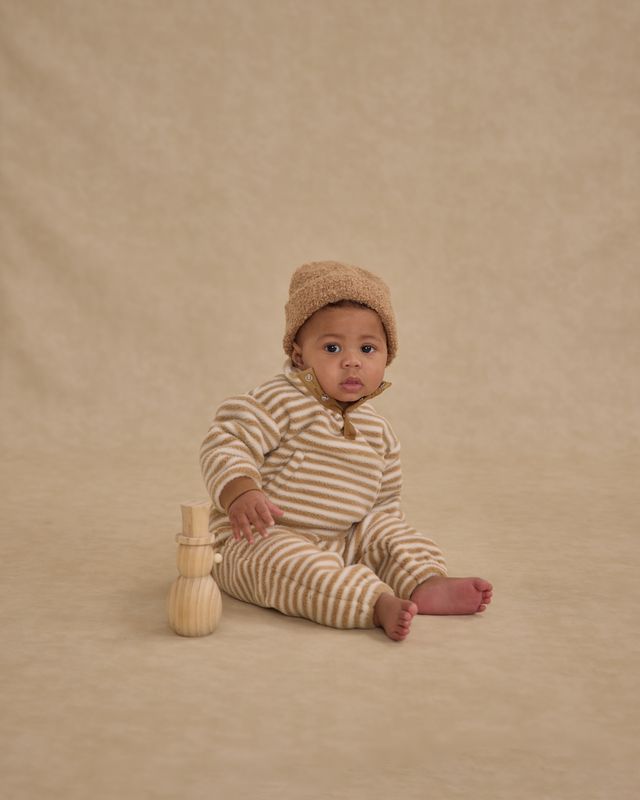 FUZZY WINTER JUMPSUIT || TOFFEE STRIPE