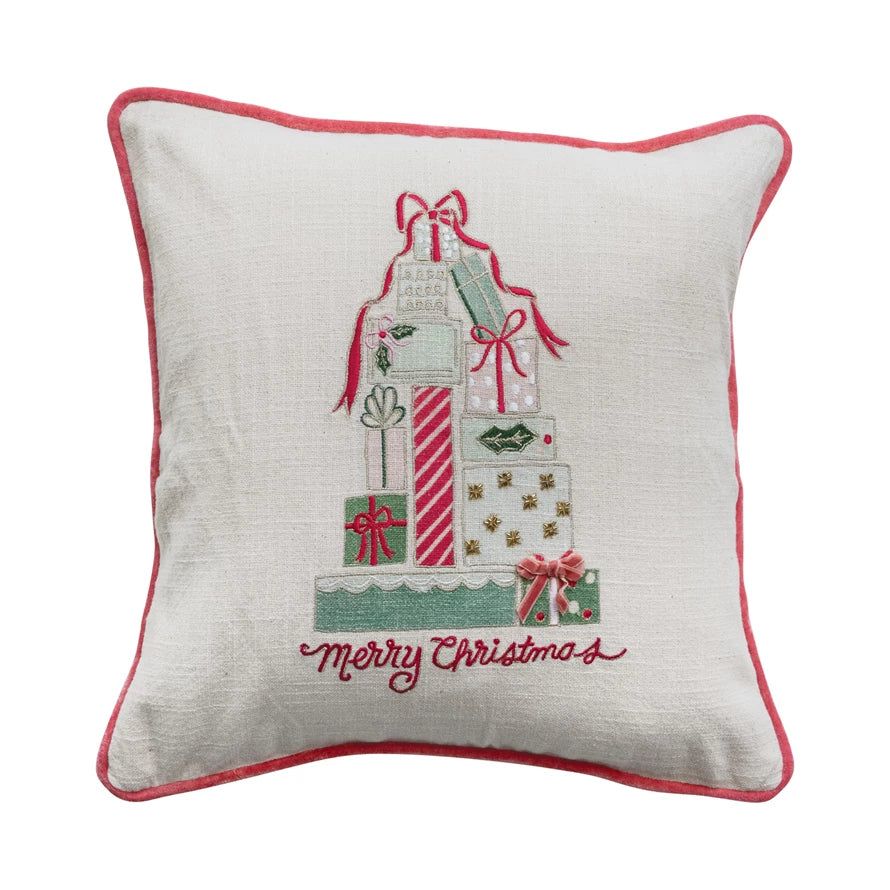 Merry Christmas Cotton Slub Printed Pillow