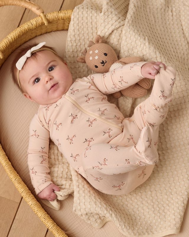 BAMBOO ZIP FOOTIE || REINDEER