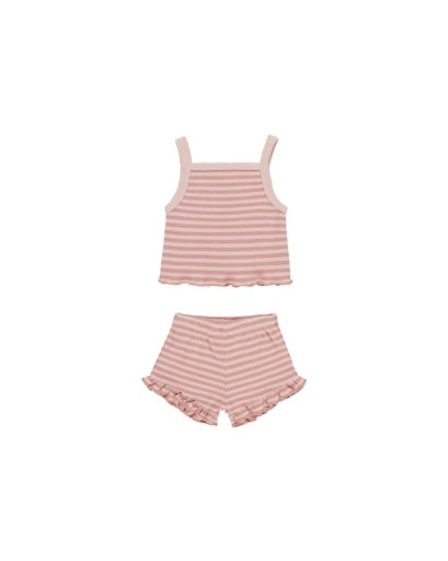 EVIE TANK + SHORTIE SET || PINK STRIPE