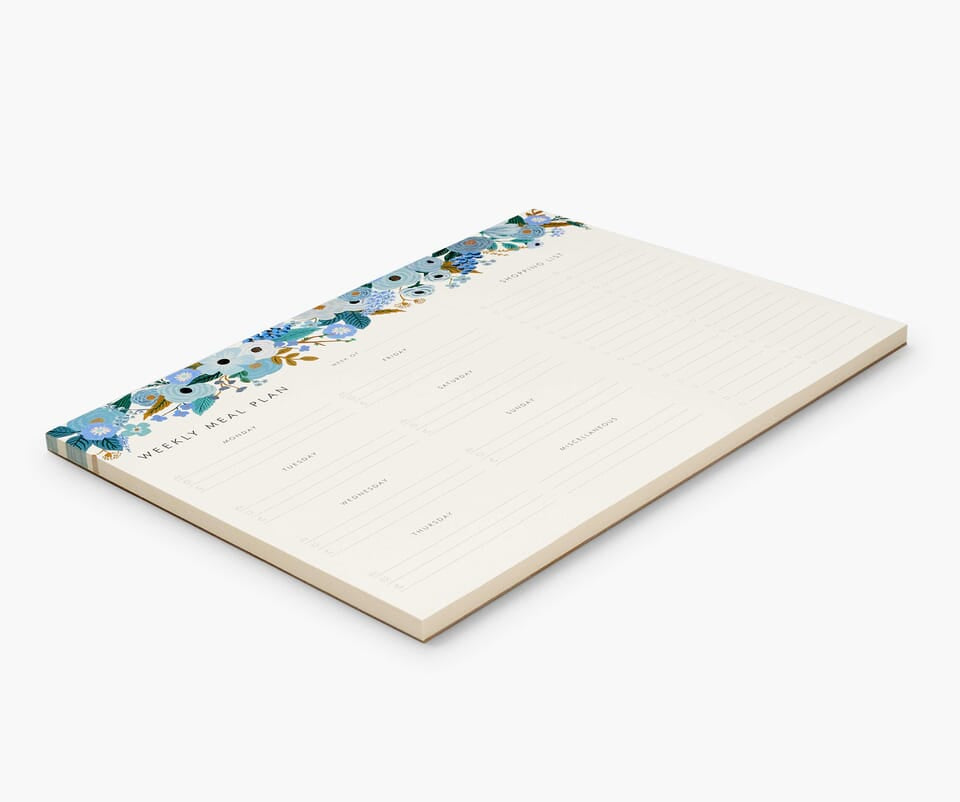 Rifle Paper Garden Party Blue Meal Planner Notepad